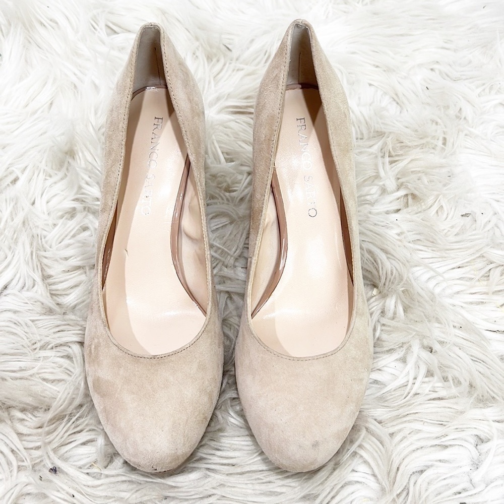 FRANCO Sarto Patent Leather Heel Nude Suede Pump Classic Platform size 9.5 - Picture 8 of 12